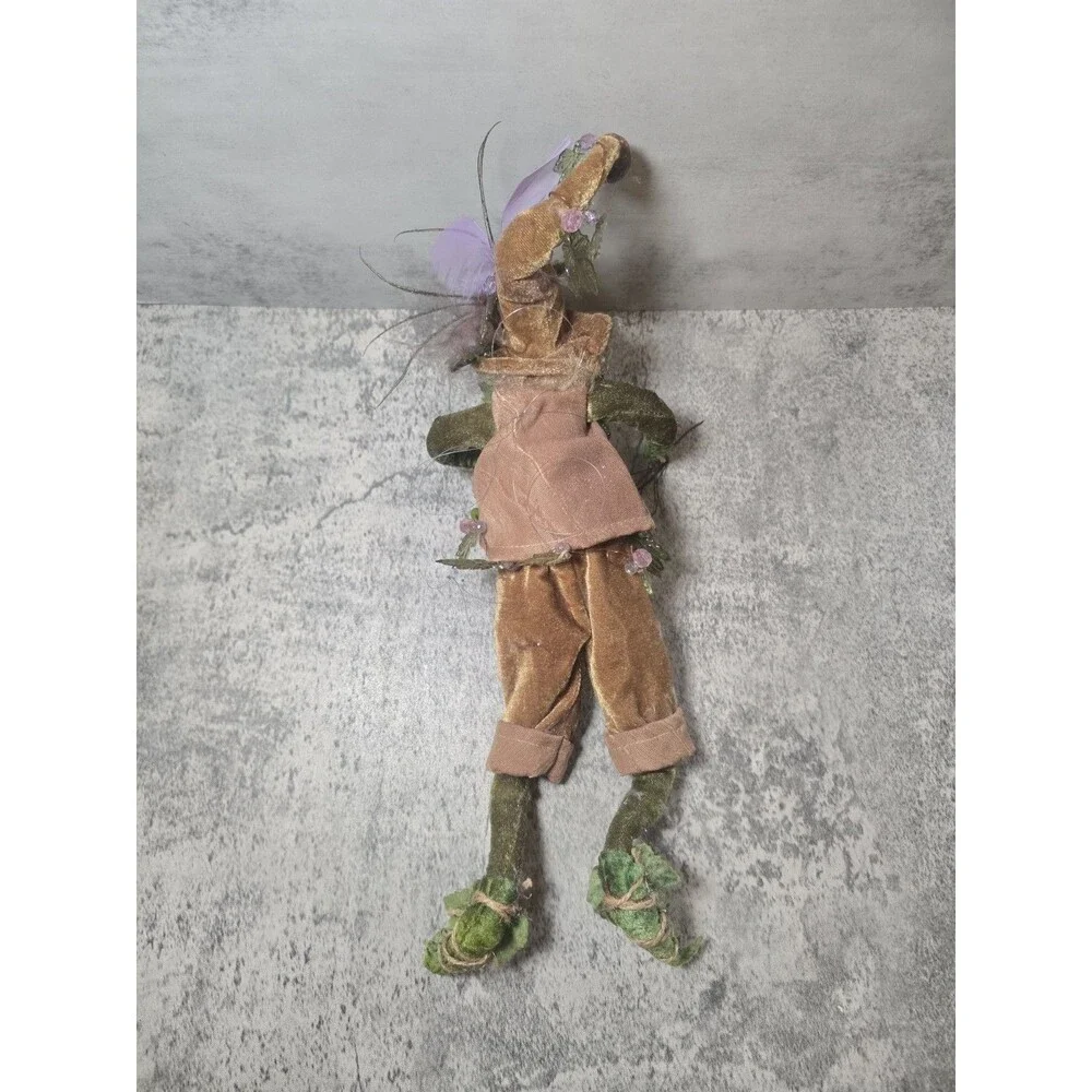 Vintage Woodland Elf Gnome 13 Inches Fairy Pixie Green Bendable